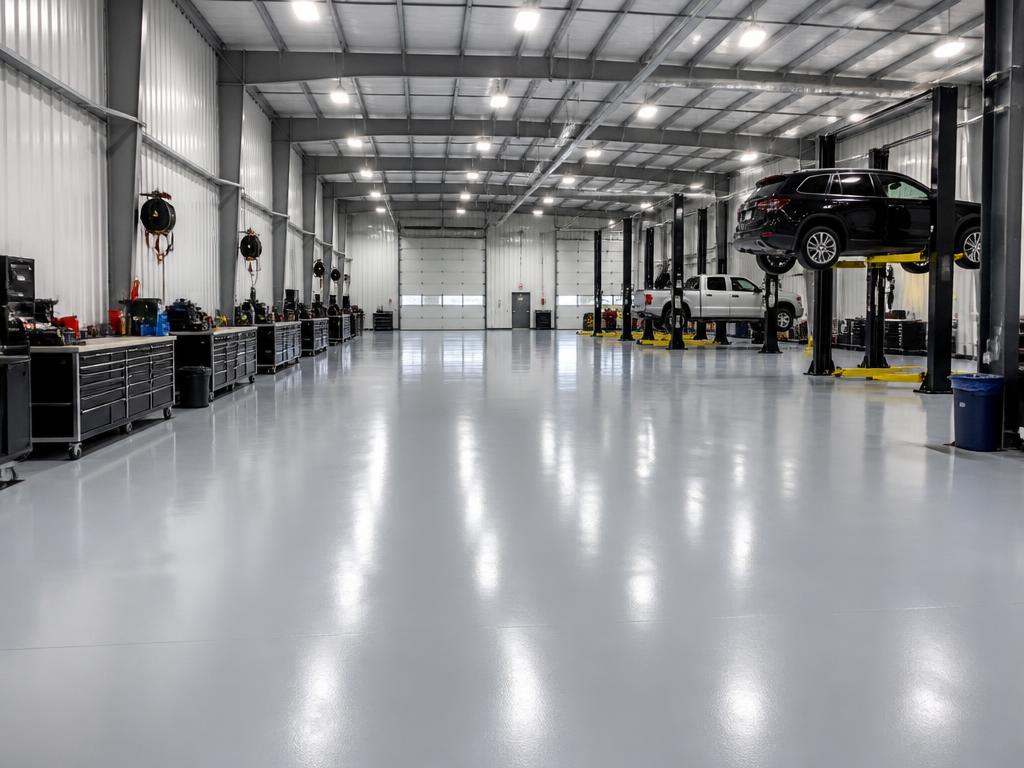Epoxy coated floor in an industrial facility