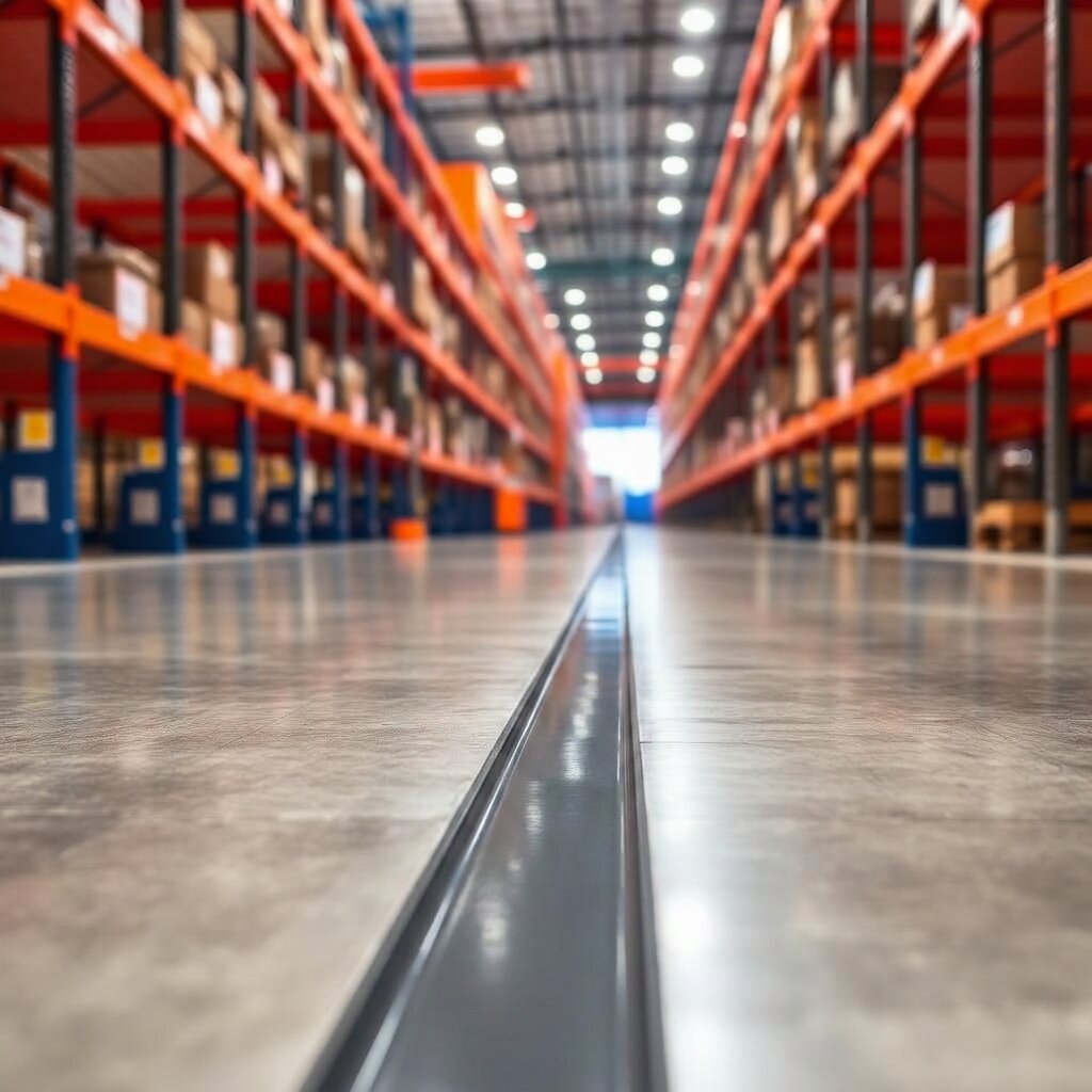 Polyurea-filled control joint in a big-box warehouse aisle