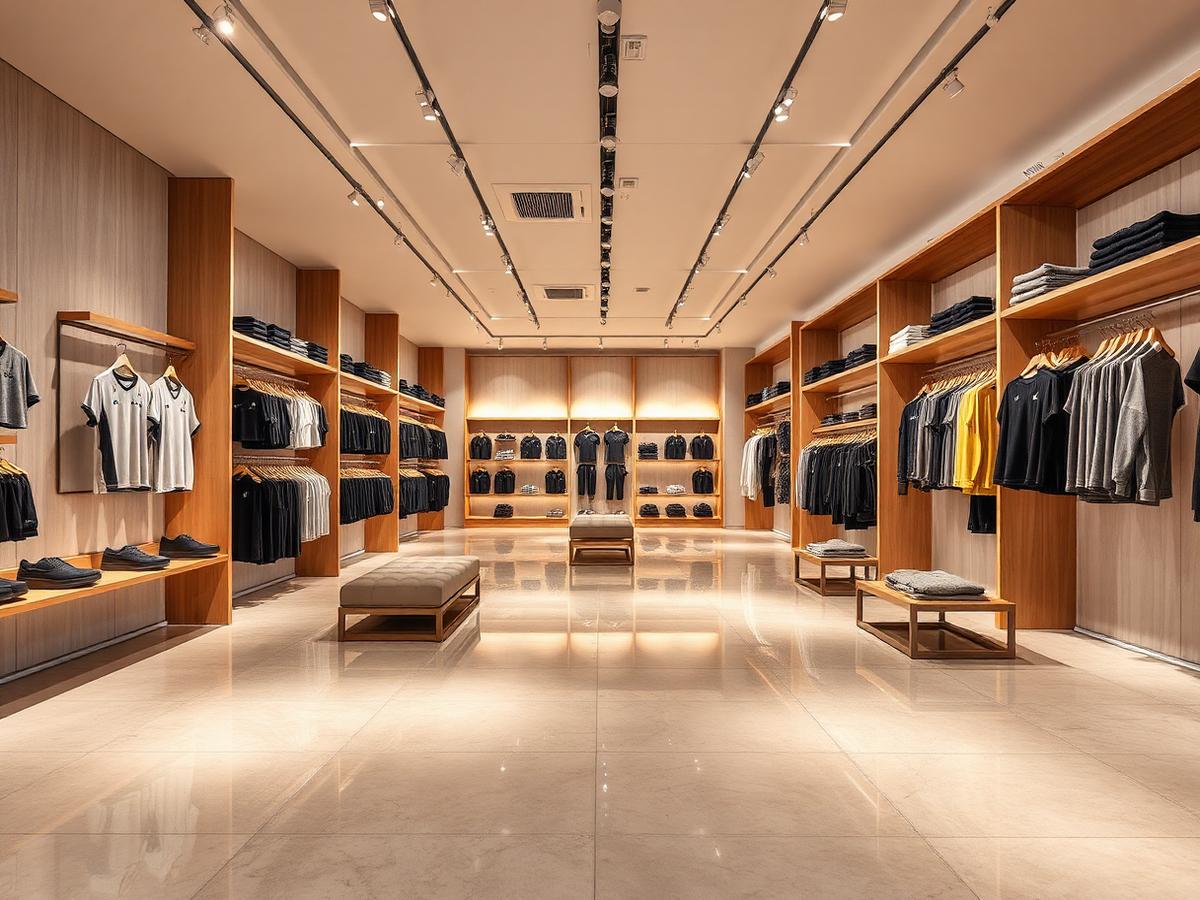 Polished concrete overlay floor in a modern retail store